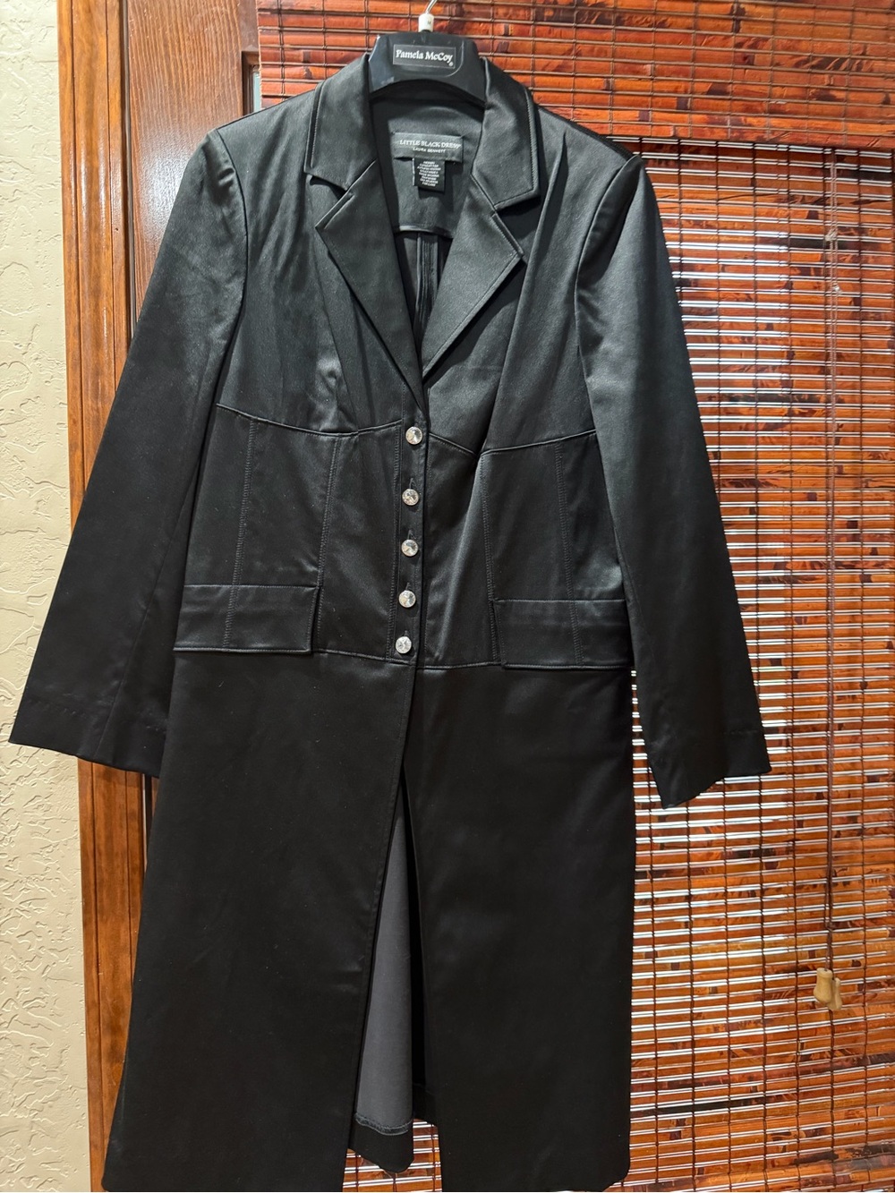 Little Black Dress Long Trench Coat with Notch Collar
